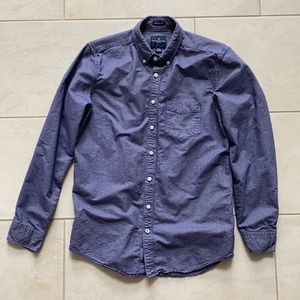 American Eagle Dark Heathered-Blue Button Down